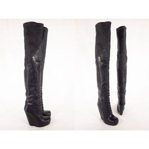 RICK OWENS New 38 8 Black Ruhlmann Knee High Boots
